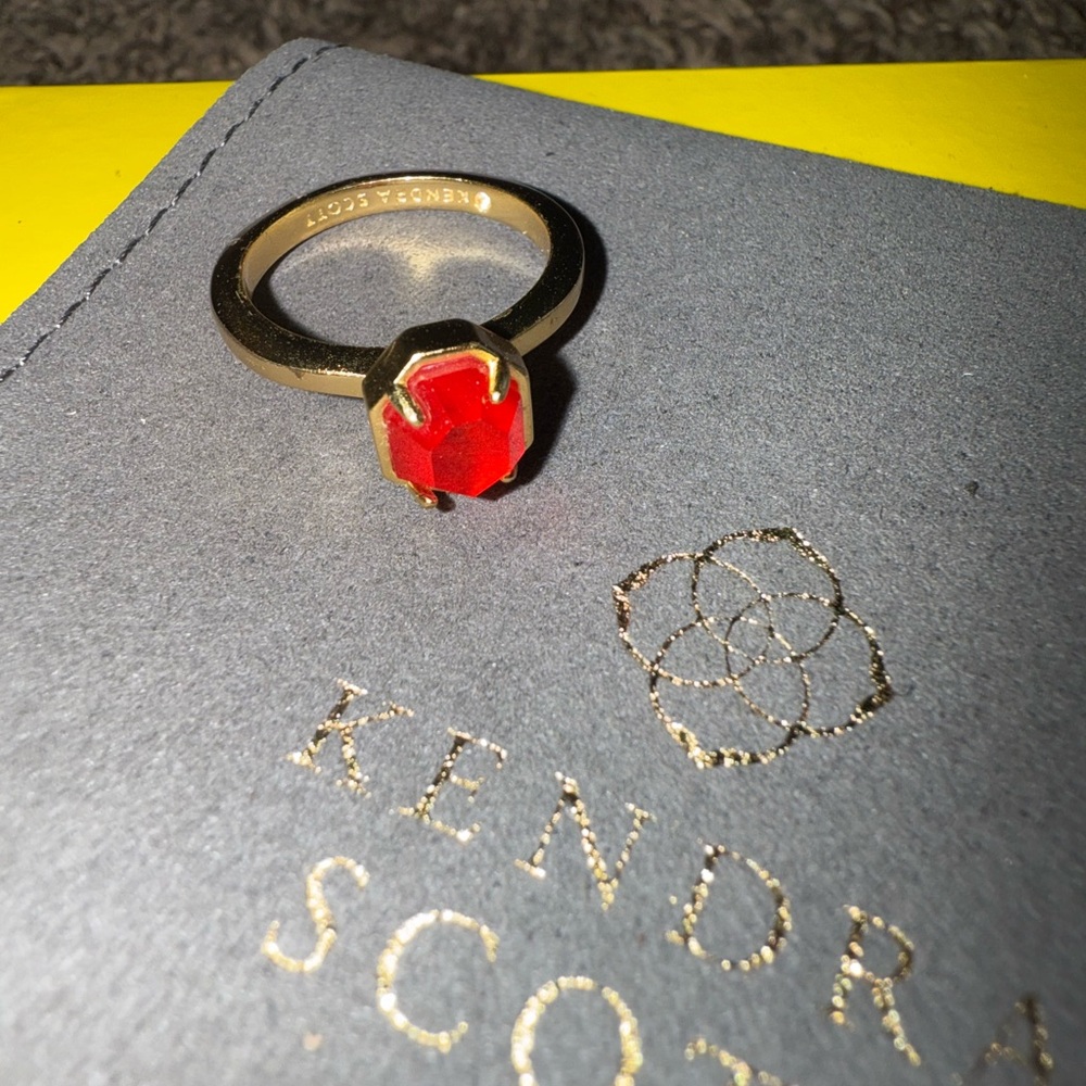 Kendra Scott Red Gemstone Gold Ring